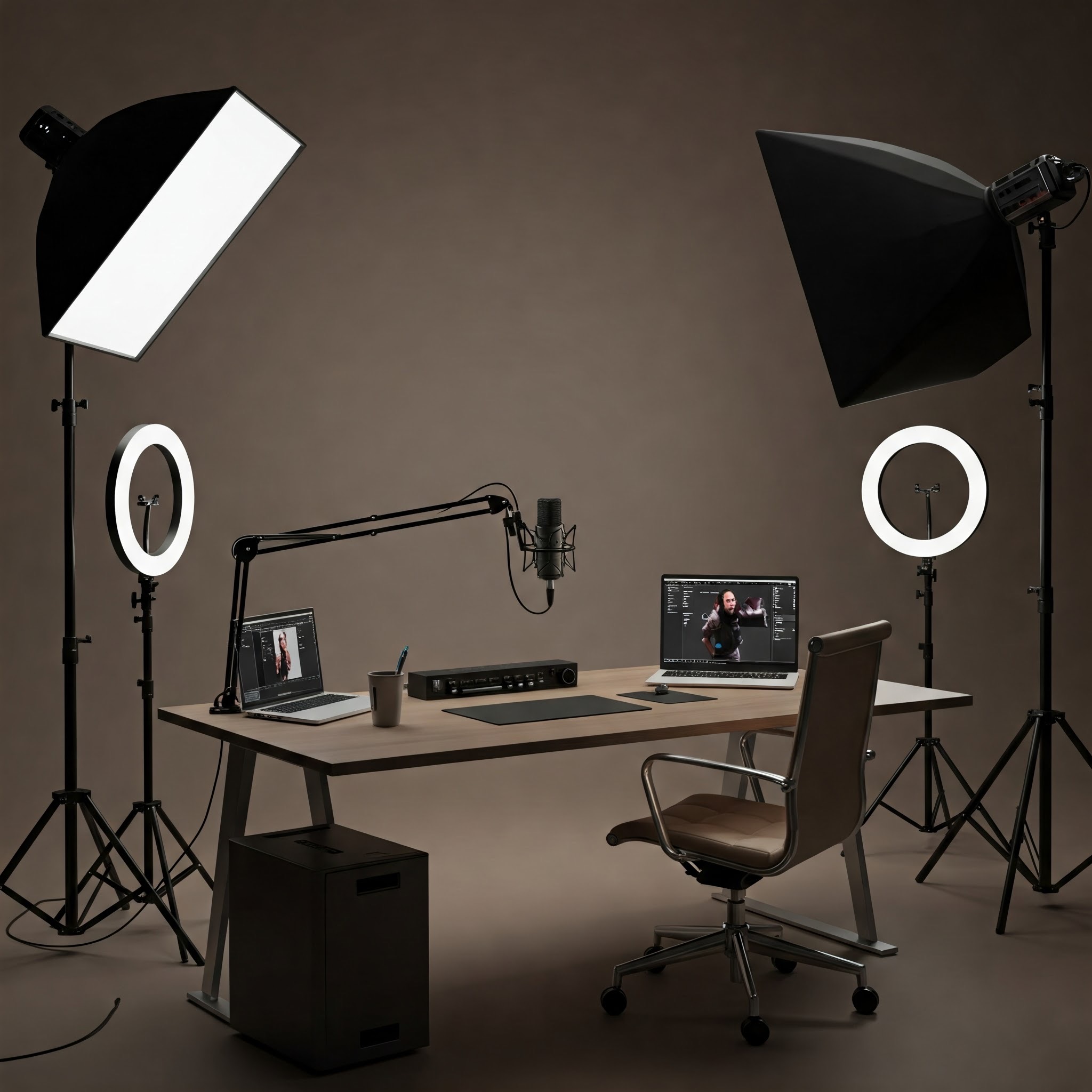 photo of Professional Recording Setup with Video Editing